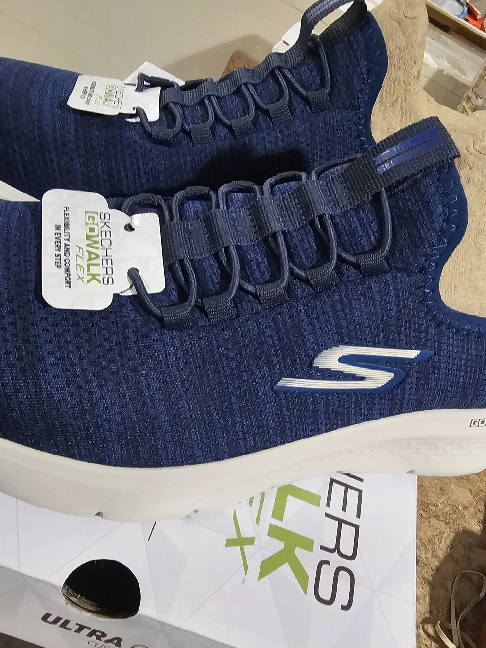 Skechers GOwalk Flex Navy Knit Slip-On Sneakers